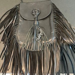 SAINT LAURENT BLACK FRINGE BAG